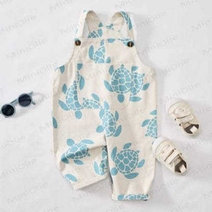 Baby Toddler Beige Sea Turtle Overalls - image 2