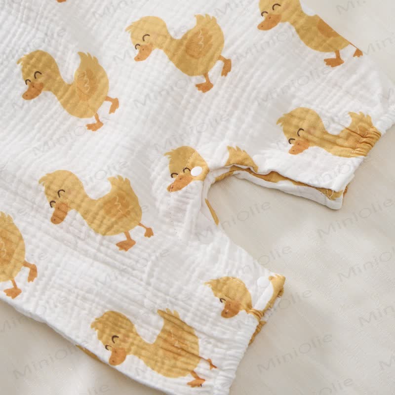 Baby Duck Print White Romper with Hat - image 5