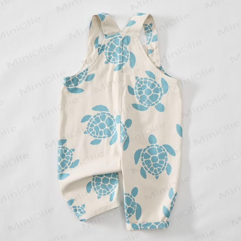 Baby Toddler Beige Sea Turtle Overalls - image 3