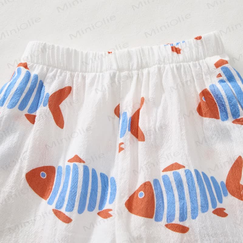 Toddler Boys White Fish Shirt and Shorts 2-piece Set - image 6