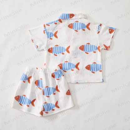 Toddler Boys White Fish Shirt and Shorts 2-piece Set - image 3