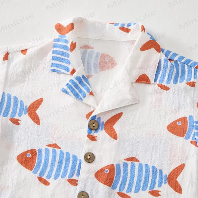 Toddler Boys White Fish Shirt and Shorts 2-piece Set - image 4