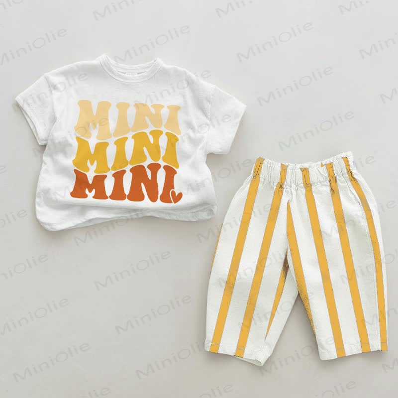 MINI MINI MINI Baby White&Yellow Vertical Striped 2-piece Set - White&Yellow - 2-3T - image 1
