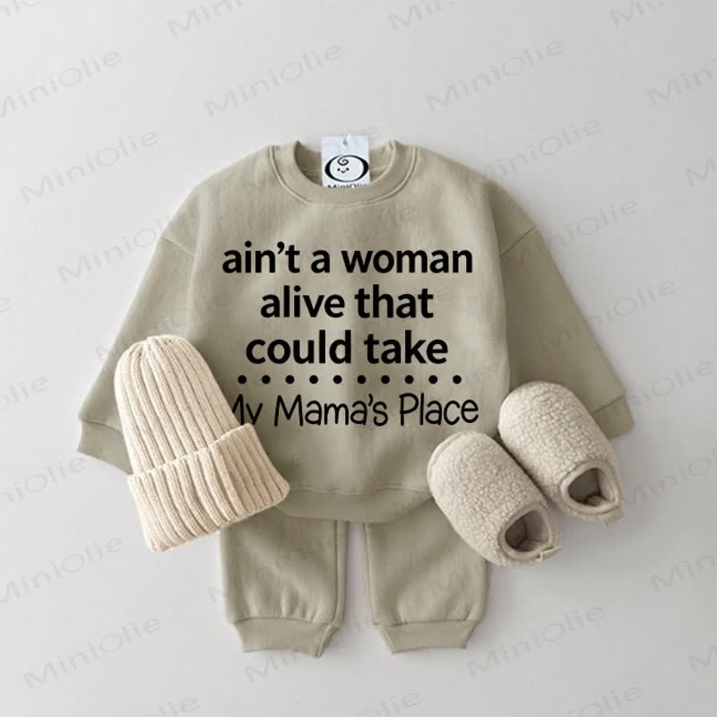 AIN'T A WOMAN ALIVE THAT COULD TAKE MY MAMA'S PLACE Baby Grey Green 2-Piece Set - Grey Green - 2-3T - image 1