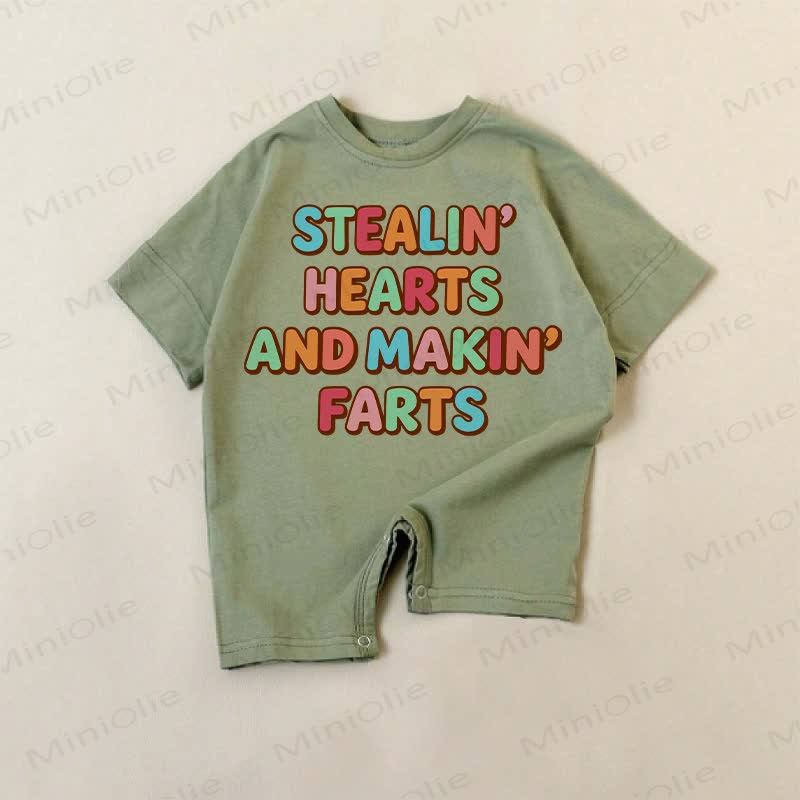 STEALIN' HEARTS AND MAKIN' FARTS Baby Green Romper - Green - 18-24M - image 1