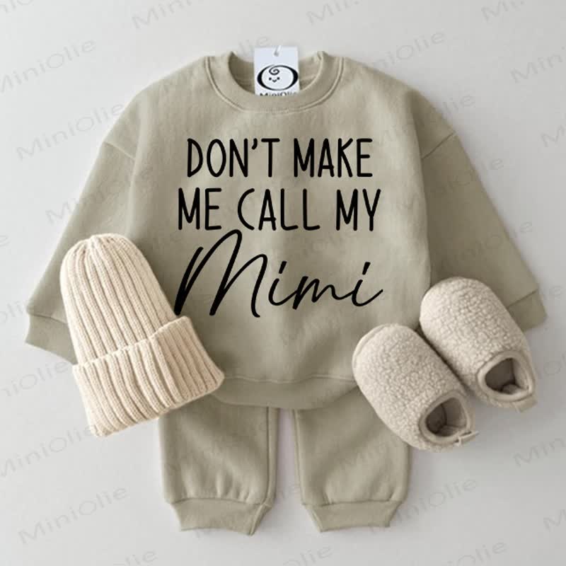 DON'T MAKE ME CALL MY MIMI Baby Grey Green Sweatshirt 2-piece Set - Grey Green - 2-3T - image 1