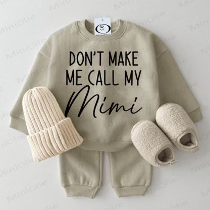 DON'T MAKE ME CALL MY MIMI Baby Grey Green Sweatshirt 2-piece Set - Grey Green - 2-3T - image 1