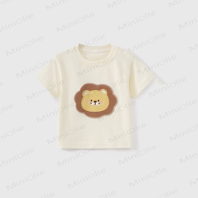 Baby Cartoon Applique Cotton T-Shirt - Beige - 3-4T - image 4