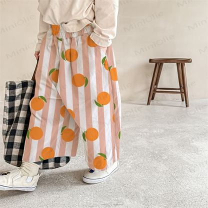 Baby White Orange Striped Print Pants - White - 2-3T - image 1