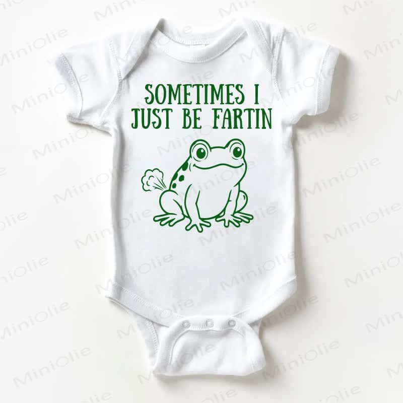 SOMETIMES I JUST BE FARTIN Baby Frog Print White Bodysuit - White - 18-24M - image 1