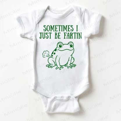 SOMETIMES I JUST BE FARTIN Baby Frog Print White Bodysuit - White - 18-24M - image 1