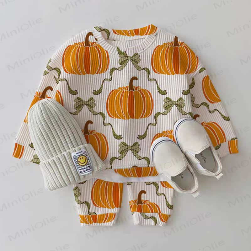 Baby Pumpkin White Waffle 2-piece Set - White - 2-3T - image 1