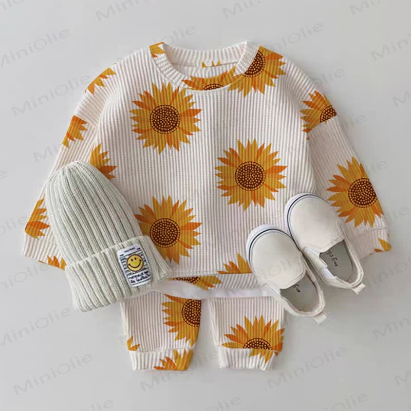 Baby Sunflower White Waffle 2-piece Set - White - 2-3T - image 1