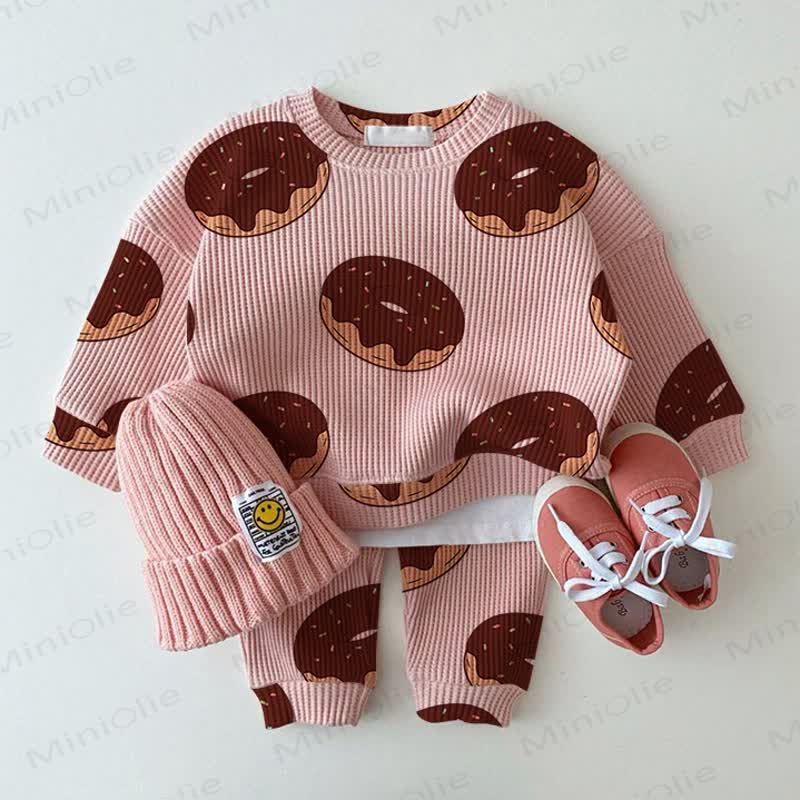 Baby Donut Pink Waffle 2-piece Set - Pink - 2-3T - image 1