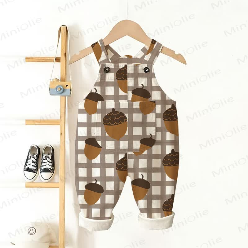 Baby Toddler Hazelnut Plaid Print Overalls - Beige - 3-5T - image 1