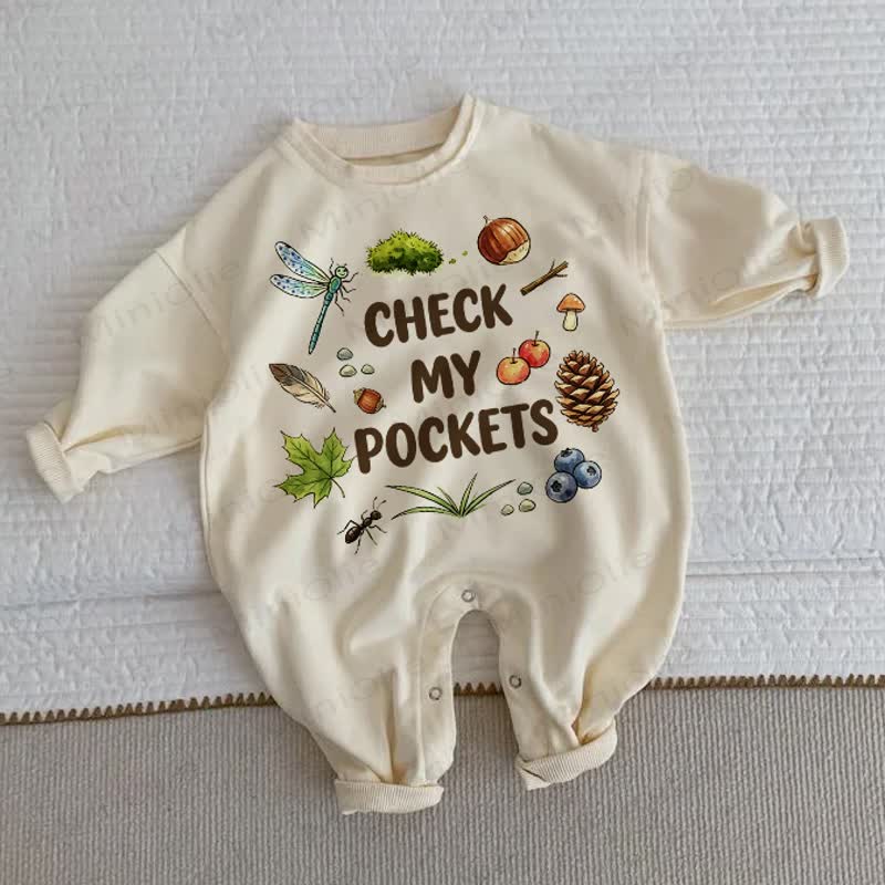 CHECK MY POCKETS Baby Beige Romper - Beige - 2-3T - image 1