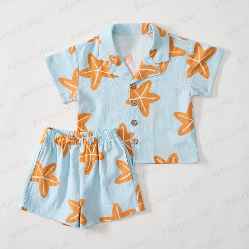 Toddler Boys Blue Starfish Shirt and Shorts 2-piece Set - image 2