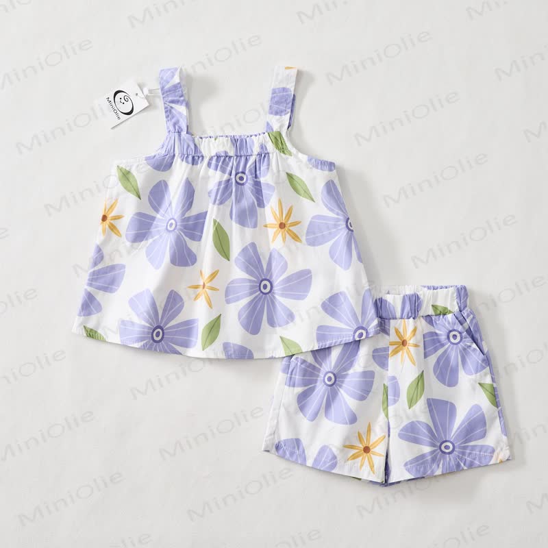 Baby Toddler Purple Flower Short-Sleeve Set - image 2