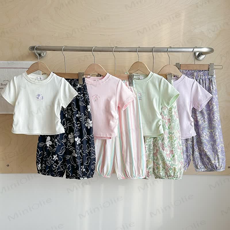 Toddler Girls Flower/Animal Print Tee and Pants 2-piece Set - image 1