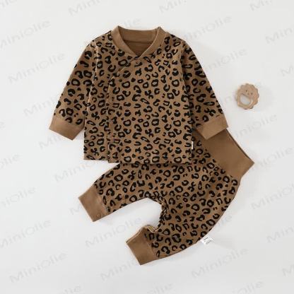 Baby Leopard Print Top and Pants Pyjama 2-piece Set - Brown - 2-3T - image 1