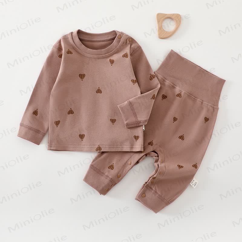 Baby Toddler Long Sleeve Top and Pants Pyjama 2-piece Set - Brown Balloon - 2-3T - image 10