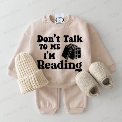 DON'T TALK TO ME I'M READING Baby 2-piece Beige Set - Beige - 2-3T - image 1