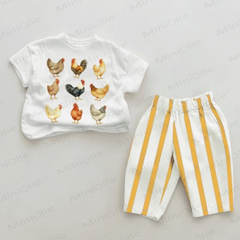 Baby Chicken White&Yellow Vertical Striped 2-piece Set - White&Yellow - 2-3T - image 1