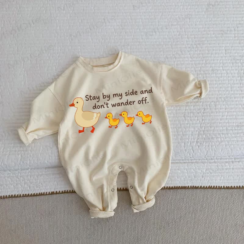 STAY BY MY SIDE AND DON'T WANDER OFF. Baby Beige Romper - Beige - 2-3T - image 1
