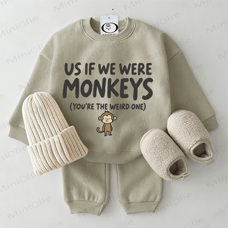 US IF WE WERE MONKEYS (YOU'RE THE WEIRD ONE) Baby Grey Green 2-piece Set - Grey Green - 2-3T - image 1