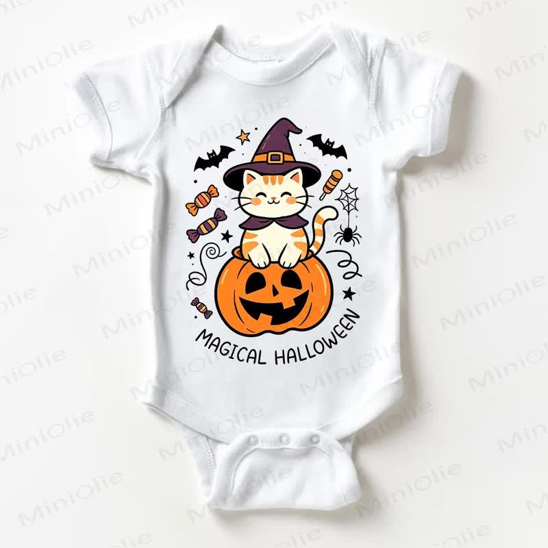 MAGICAL HALLOWEEN Baby Cat White Bodysuit - White - 18-24M - image 1