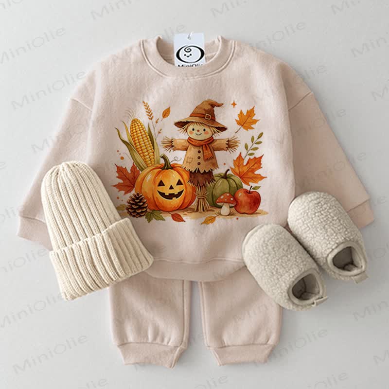 Baby Scarecrow Pumpkin 2-piece Beige Set - Beige - 2-3T - image 1