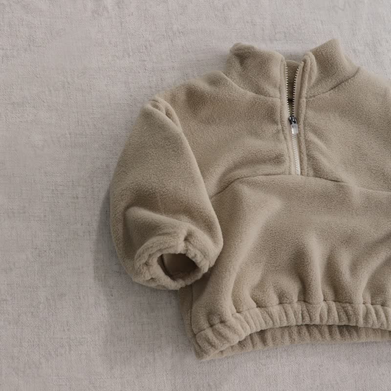 Toddler Baby Solid Color Half Zip Fleece Top and Pants 2-piece Set - image 10