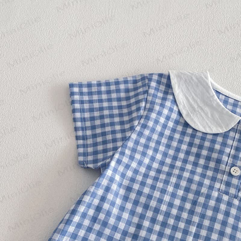 Baby Toddler Blue Gingham Duck Print Top and Shorts 2-piece Set - image 5