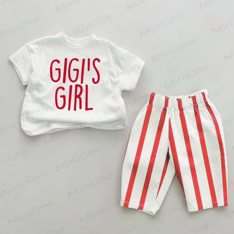 GIGI'S GIRL Baby White&Red Vertical Striped 2-piece Set - White&Red - 4-5T - image 1
