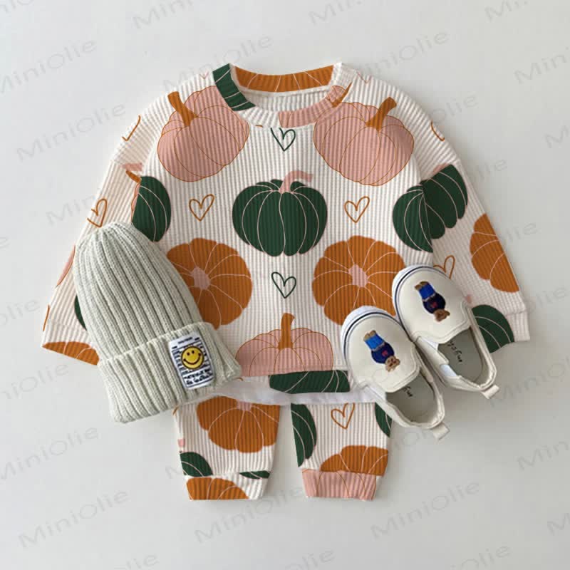 Baby Beige Pumpkin Waffle 2-piece Set - Beige - 2-3T - image 1