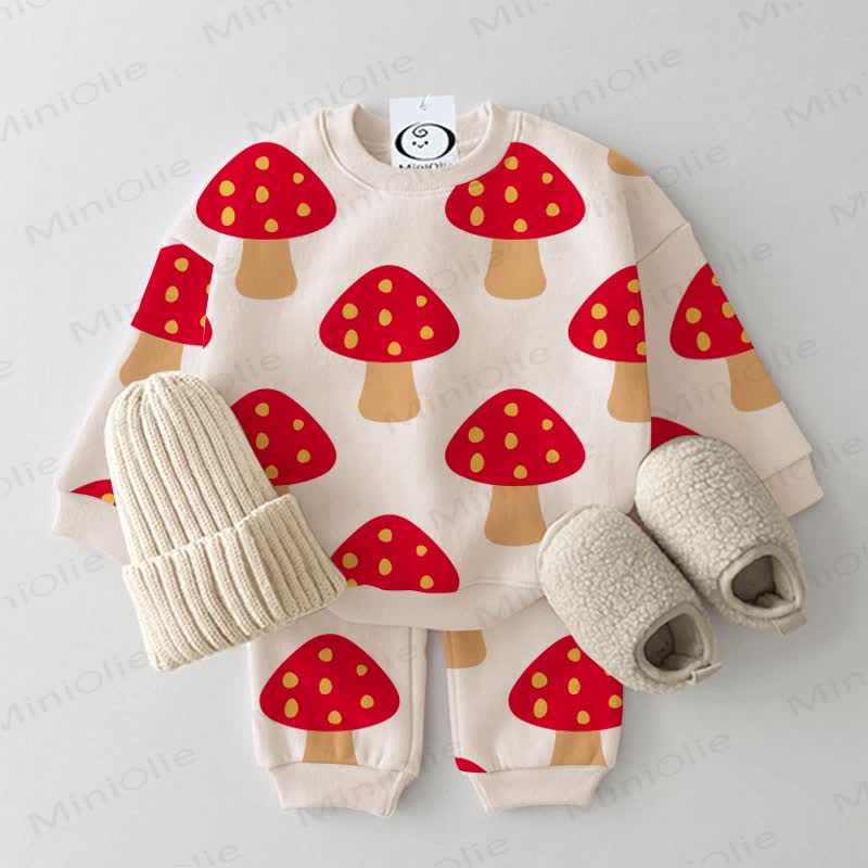 Baby Toddler Apricot Mushroom Sweatshirt 2-piece Set - Apricot - 3-5T - image 1
