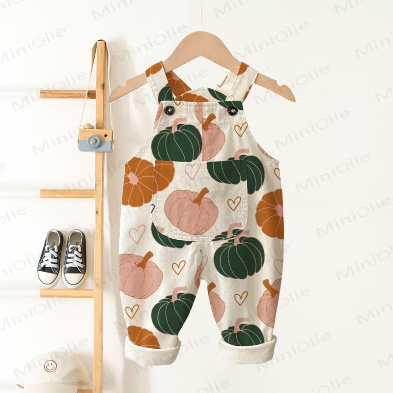 Baby Toddler Beige Pumpkin Pocket Overalls - Beige - 3-5T - image 1