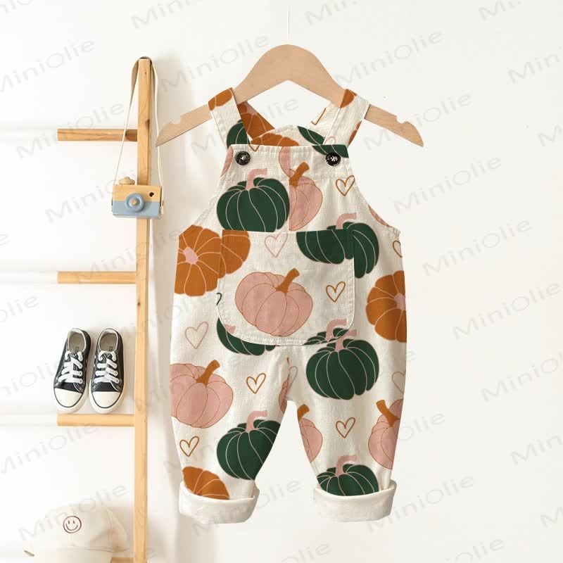 Baby Toddler Beige Pumpkin Pocket Overalls - Beige - 3-5T - image 1