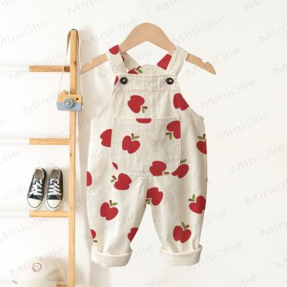 Baby Toddler Beige Apple Pocket Overalls - Beige - 3-5T - image 1