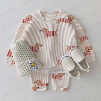 Baby Puppy White Waffle 2-piece Set - White - 2-3T - image 1