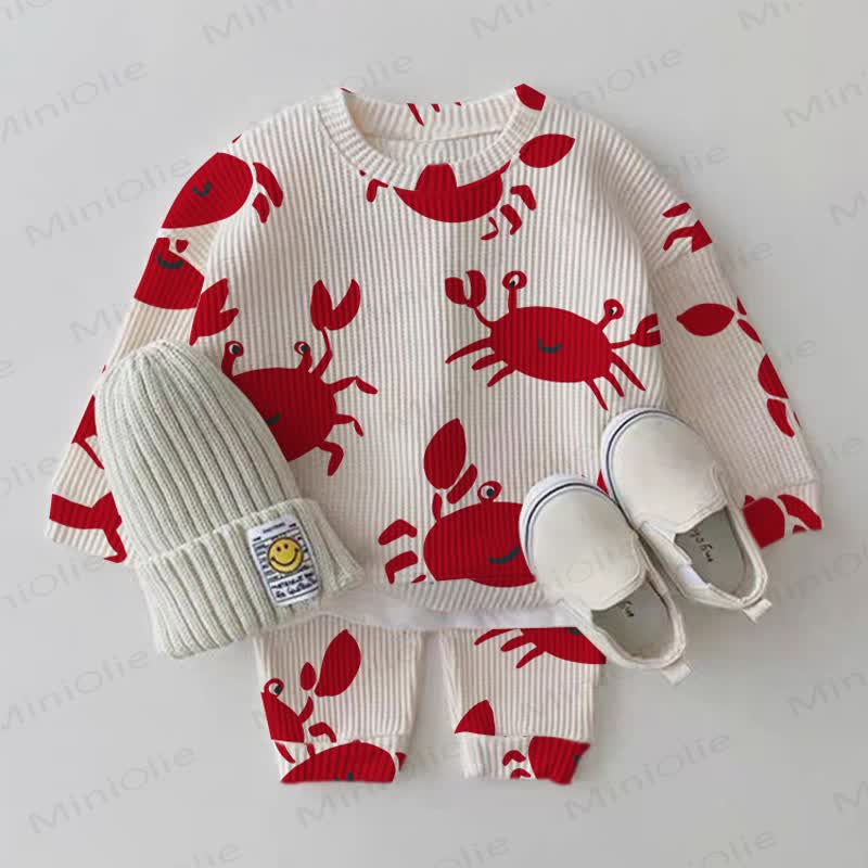 Baby Crab White Waffle 2-piece Set - White - 2-3T - image 1