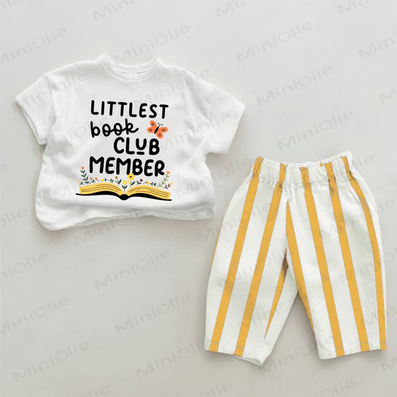 LITTLEST BOOK CLUB MEMBER Baby White&Yellow Vertical Striped 2-piece Set - White&Yellow - 2-3T - image 1