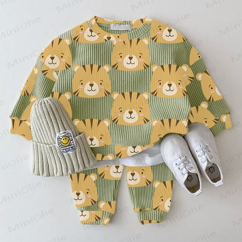 Baby Green Tiger Waffle 2-piece Set - Green - 2-3T - image 1