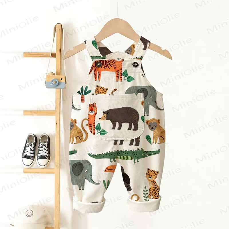 Baby Toddler Animal Print Overalls - Beige - 3-5T - image 1