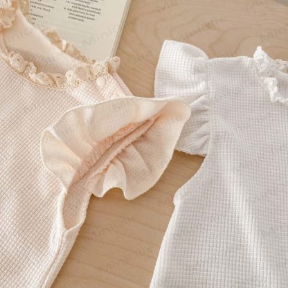 Baby Waffle Solid Color Romper with Bonnet - image 14
