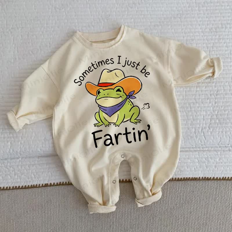SOMETIMES I JUST BE FARTIN' Baby Beige Romper - Beige - 2-3T - image 1