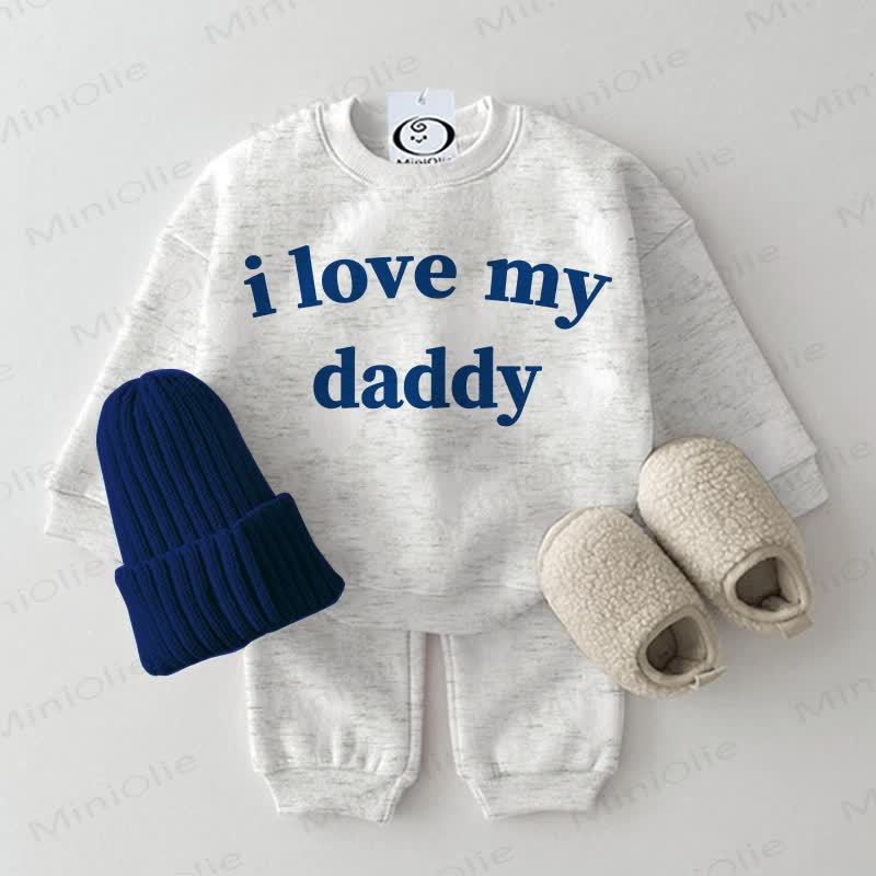 I LOVE MY DADDY Baby Light Grey 2-piece Sweatshirt Set - Light Grey - 2-3T - image 1