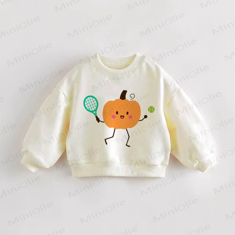 Baby Toddler Pumpkin and Tennis Cream Sweatshirt - Cream - 3-5T - image 1