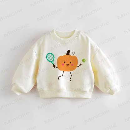 Baby Toddler Pumpkin and Tennis Cream Sweatshirt - Cream - 3-5T - image 1