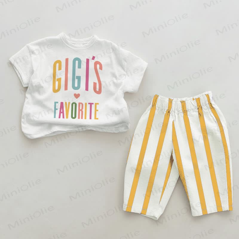 GIGI'S FAVORITE Baby White&Yellow Vertical Striped 2-piece Set - White&Yellow - 2-3T - image 1